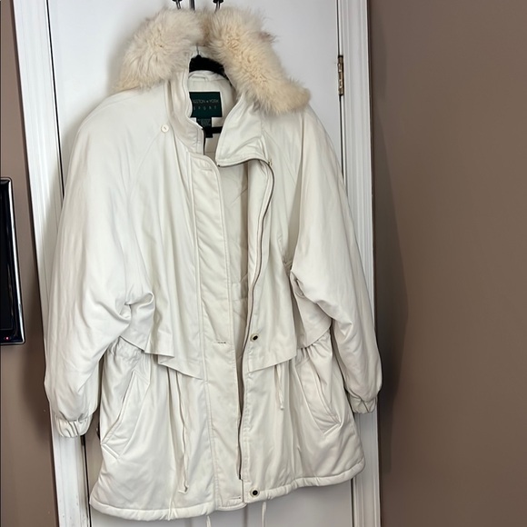 Preston & York Jackets & Blazers - Preston & York Cream Puffer Jacket with Fur Trim
